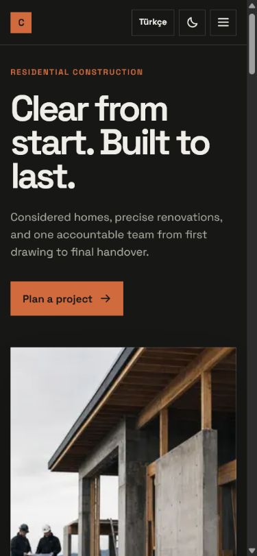 Cairn Build Co. construction concept website homepage