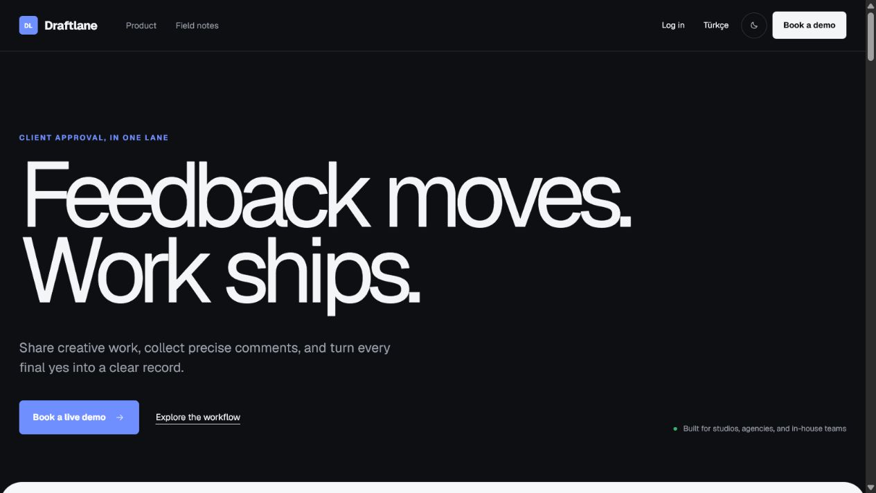 Draftlane SaaS concept website homepage