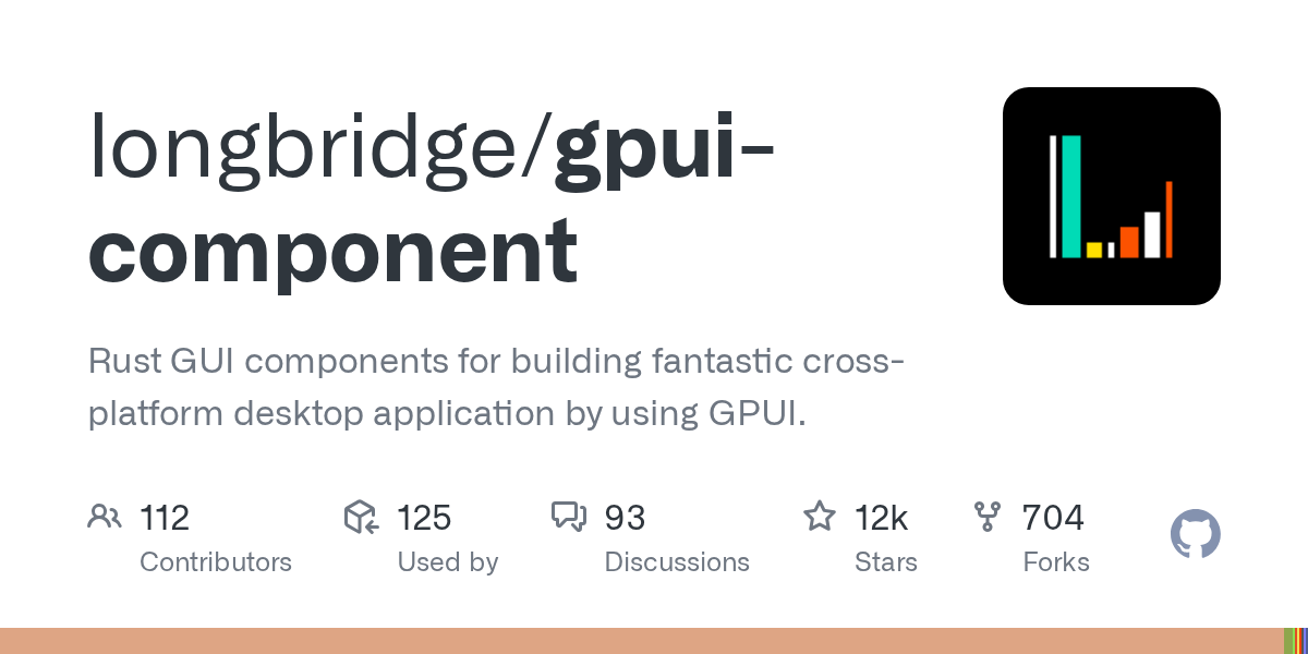 GitHub preview for the longbridge gpui-component repository